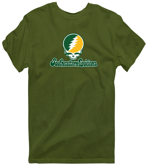 Southeastern Louisiana Stealie Premium Unisex T-Shirt — Design: Southeastern Louisiana University — Military Green