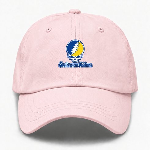 Southeastern Oklahoma Stealie Premium Unisex Dad Hat — Design: Southeastern Oklahoma State University — Pink