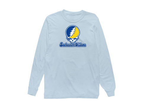Southeastern Oklahoma Stealie Premium Unisex Long-Sleeve — Design: Southeastern Oklahoma State University — Chambray
