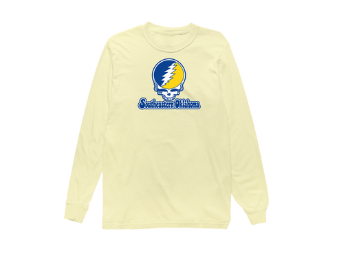 Southeastern Oklahoma Stealie Premium Unisex Long-Sleeve — Design: Southeastern Oklahoma State University — Butter