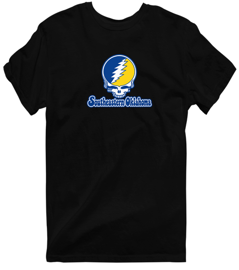 Southeastern Oklahoma Stealie Premium Unisex T-Shirt — Design: Southeastern Oklahoma State University — Black