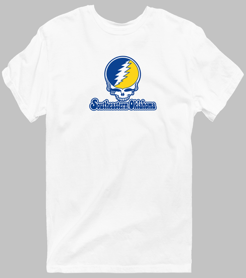 Southeastern Oklahoma Stealie Premium Unisex T-Shirt — Design: Southeastern Oklahoma State University — White