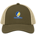 Southeastern Oklahoma Stealie Premium Unisex Trucker Cap — Design: Southeastern Oklahoma State University — Moss/Khaki