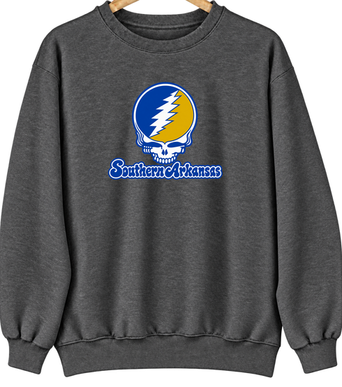 Southern Arkansas Stealie Premium Unisex Crewneck — Design: Southern Arkansas University — Dark Heather