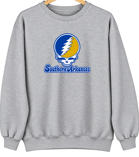 Southern Arkansas Stealie Premium Unisex Crewneck — Design: Southern Arkansas University — Sport Grey