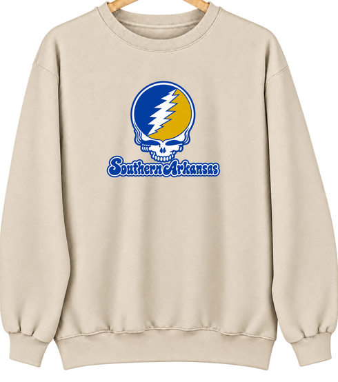 Southern Arkansas Stealie Premium Unisex Crewneck — Design: Southern Arkansas University — Sand