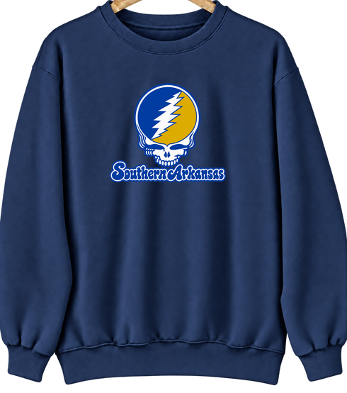 Southern Arkansas Stealie Premium Unisex Crewneck — Design: Southern Arkansas University — Navy