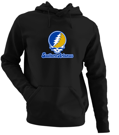 Southern Arkansas Stealie Premium Unisex Hoodie — Design: Southern Arkansas University — Black