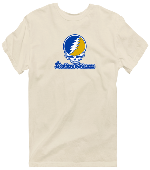 Southern Arkansas Stealie Premium Unisex T-Shirt — Design: Southern Arkansas University — Sand