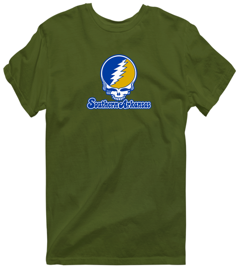 Southern Arkansas Stealie Premium Unisex T-Shirt — Design: Southern Arkansas University — Military Green