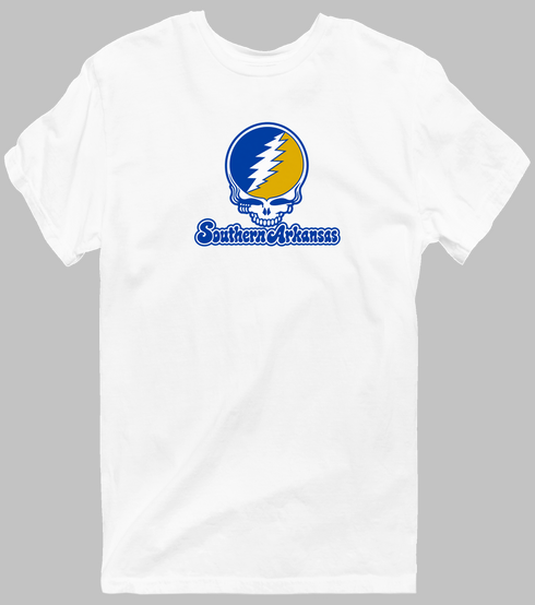 Southern Arkansas Stealie Premium Unisex T-Shirt — Design: Southern Arkansas University — White
