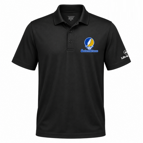 Southern Arkansas Stealie Premium Unisex Polo — Design: Southern Arkansas University — Black