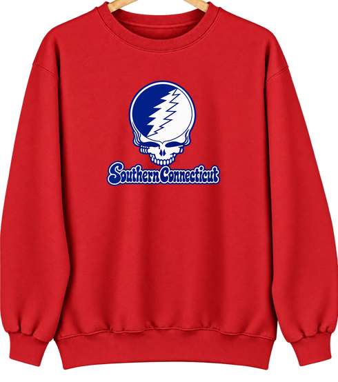 Southern Connecticut Stealie Premium Unisex Crewneck — Design: Southern Connecticut State University — Red