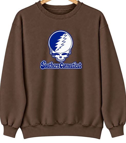 Southern Connecticut Stealie Premium Unisex Crewneck — Design: Southern Connecticut State University — Brown