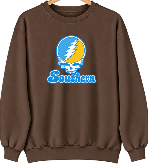 Southern Stealie Premium Unisex Crewneck — Design: Southern University — Brown