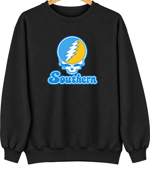 Southern Stealie Premium Unisex Crewneck — Design: Southern University — Black