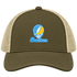 Southern Stealie Premium Unisex Trucker Cap — Design: Southern University — Moss/Khaki