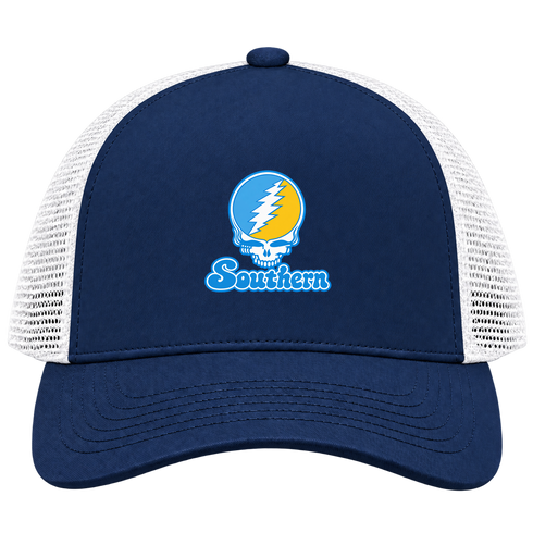 Southern Stealie Premium Unisex Trucker Cap — Design: Southern University — Navy/White