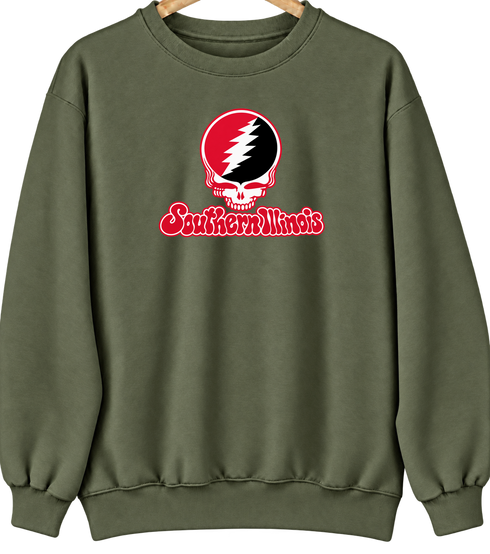 Southern Illinois Stealie Premium Unisex Crewneck — Design: Southern Illinois University Edwardsville — Military Green
