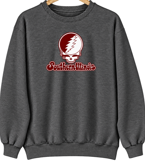 Southern Illinois Stealie Premium Unisex Crewneck — Design: Southern Illinois University — Dark Heather