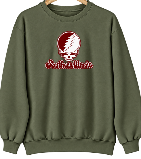 Southern Illinois Stealie Premium Unisex Crewneck — Design: Southern Illinois University — Military Green