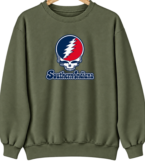 Southern Indiana Stealie Premium Unisex Crewneck — Design: Southern Indiana University of — Military Green