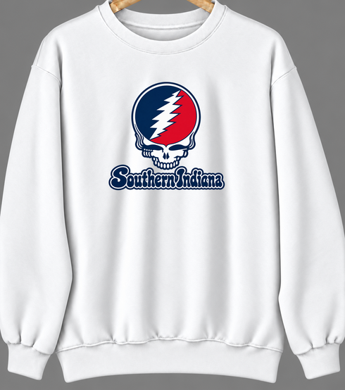 Southern Indiana Stealie Premium Unisex Crewneck — Design: Southern Indiana University of — White