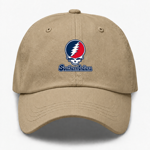 Southern Indiana Stealie Premium Unisex Dad Hat — Design: Southern Indiana University of — Khaki