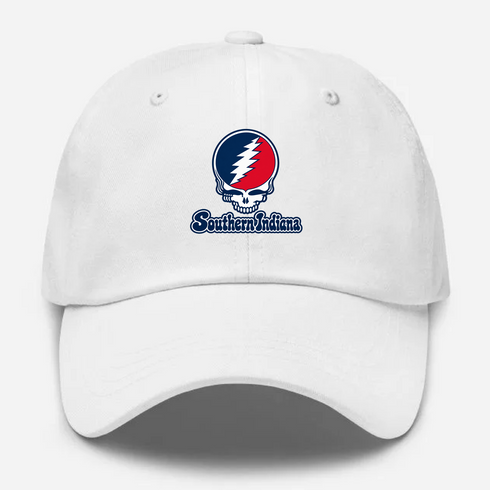Southern Indiana Stealie Premium Unisex Dad Hat — Design: Southern Indiana University of — White