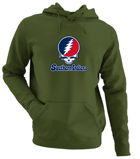 Southern Indiana Stealie Premium Unisex Hoodie — Design: Southern Indiana University of — Military Green