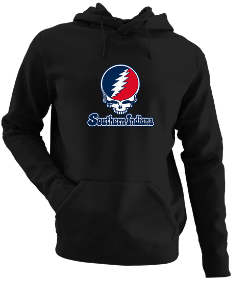 Southern Indiana Stealie Premium Unisex Hoodie — Design: Southern Indiana University of — Black