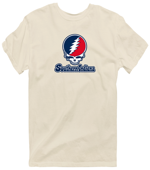 Southern Indiana Stealie Premium Unisex T-Shirt — Design: Southern Indiana University of — Sand