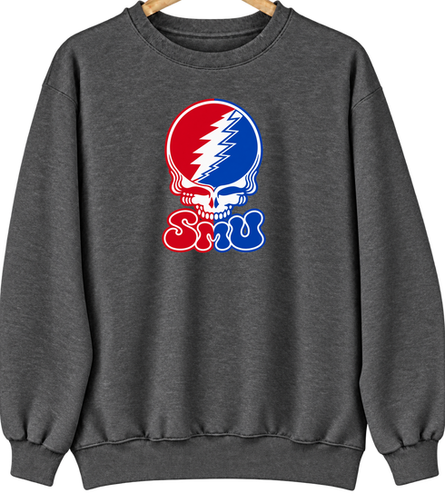 Southern Methodist Stealie Premium Unisex Crewneck — Design: Southern Methodist University — Dark Heather