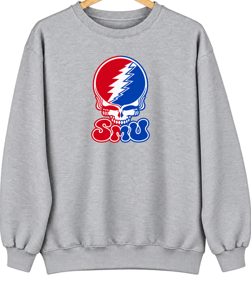 Southern Methodist Stealie Premium Unisex Crewneck — Design: Southern Methodist University — Sport Grey