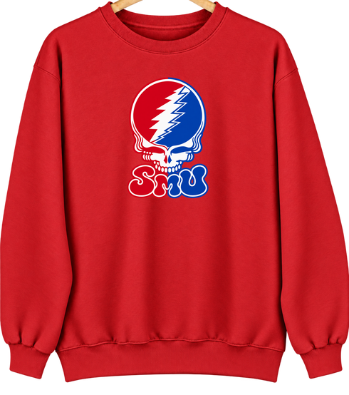 Southern Methodist Stealie Premium Unisex Crewneck — Design: Southern Methodist University — Red