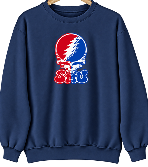 Southern Methodist Stealie Premium Unisex Crewneck — Design: Southern Methodist University — Navy