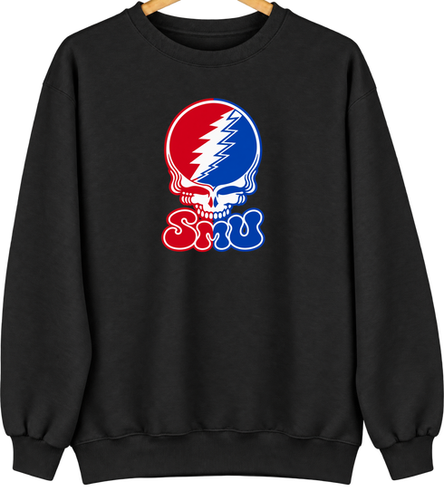Southern Methodist Stealie Premium Unisex Crewneck — Design: Southern Methodist University — Black