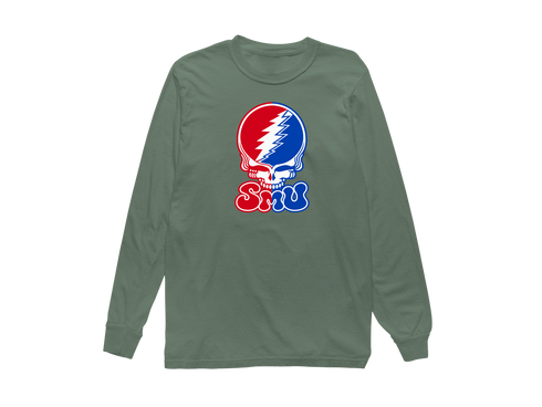 Southern Methodist Stealie Premium Unisex Long-Sleeve — Design: Southern Methodist University — Light Green