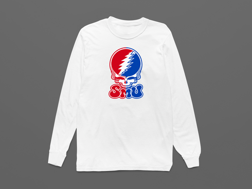 Southern Methodist Stealie Premium Unisex Long-Sleeve — Design: Southern Methodist University — White