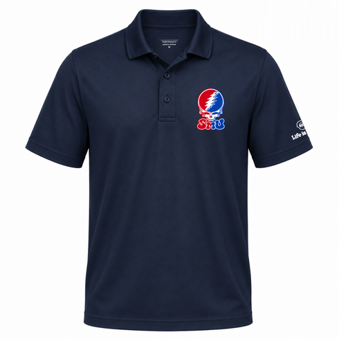 Southern Methodist Stealie Premium Unisex Polo — Design: Southern Methodist University — Navy