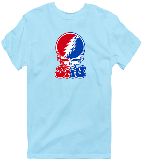 Southern Methodist Stealie Premium Unisex T-Shirt — Design: Southern Methodist University — Light Blue