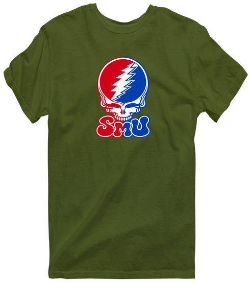 Southern Methodist Stealie Premium Unisex T-Shirt — Design: Southern Methodist University — Military Green