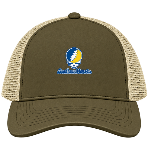 Southern Nevada Stealie Premium Unisex Trucker Cap — Design: Southern Nevada College of — Moss/Khaki
