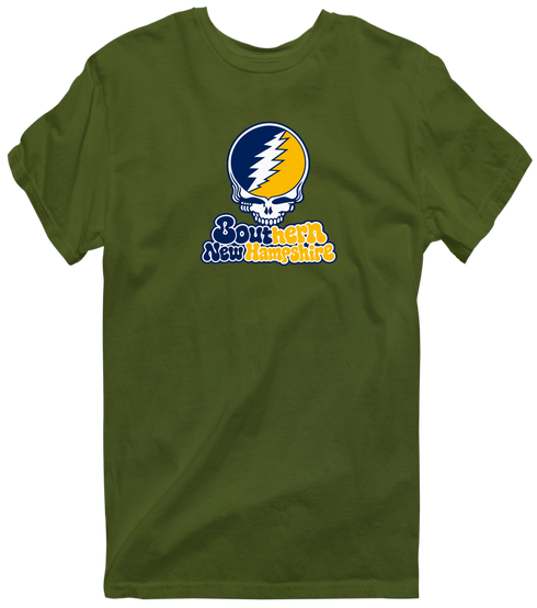Southern New Hampshire Stealie Premium Unisex T-Shirt — Design: Southern New Hampshire University — Military Green