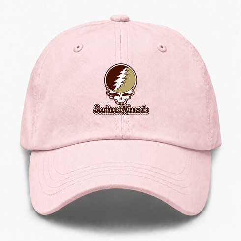 Southwest Minnesota Stealie Premium Unisex Dad Hat — Design: Southwest Minnesota State University — Pink