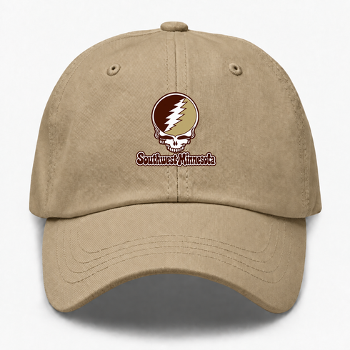 Southwest Minnesota Stealie Premium Unisex Dad Hat — Design: Southwest Minnesota State University — Khaki