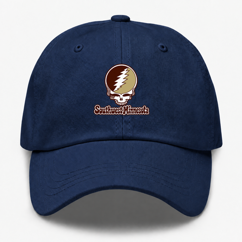Southwest Minnesota Stealie Premium Unisex Dad Hat — Design: Southwest Minnesota State University — Navy
