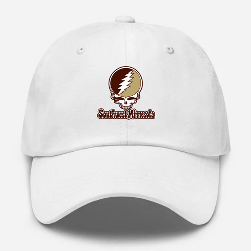Southwest Minnesota Stealie Premium Unisex Dad Hat — Design: Southwest Minnesota State University — White