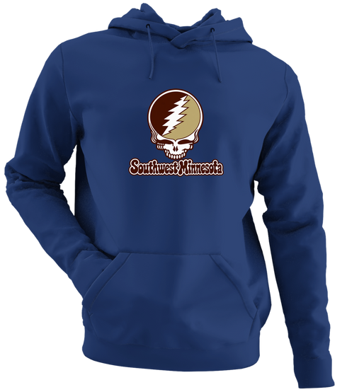 Southwest Minnesota Stealie Premium Unisex Hoodie — Design: Southwest Minnesota State University — Navy