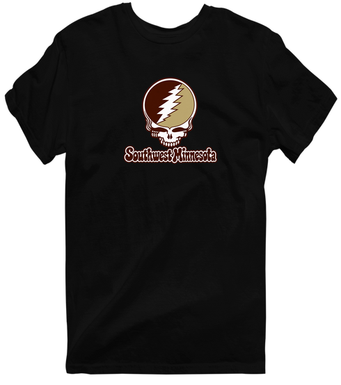 Southwest Minnesota Stealie Premium Unisex T-Shirt — Design: Southwest Minnesota State University — Black